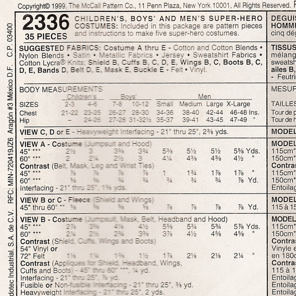 Childs Super Hero Costume-Sewing Pattern-Batman - Picture 3 of 4